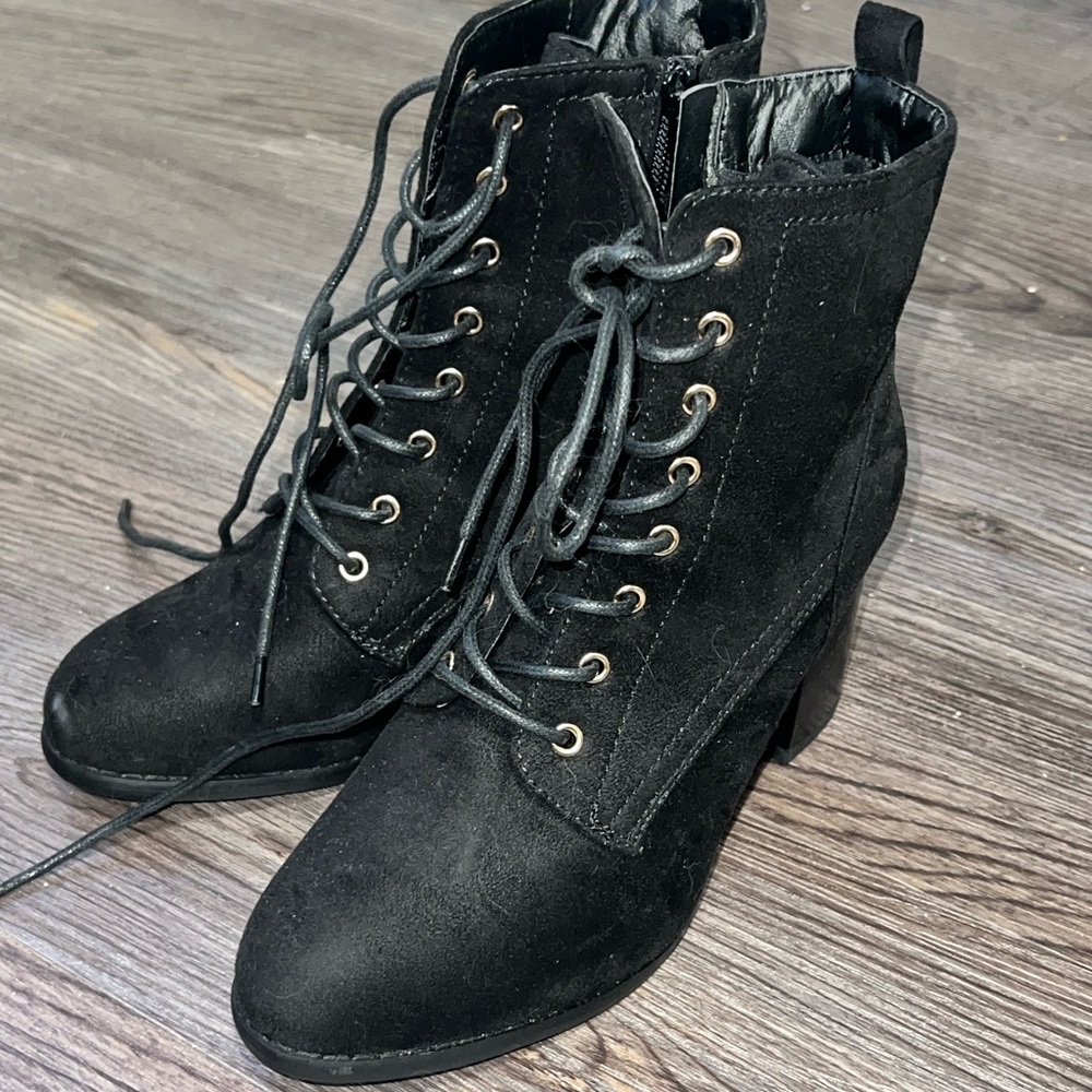 Black Lace-Up Ankle Boots